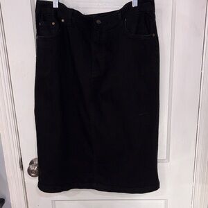 Woman Within Classic Black Denim Skirt